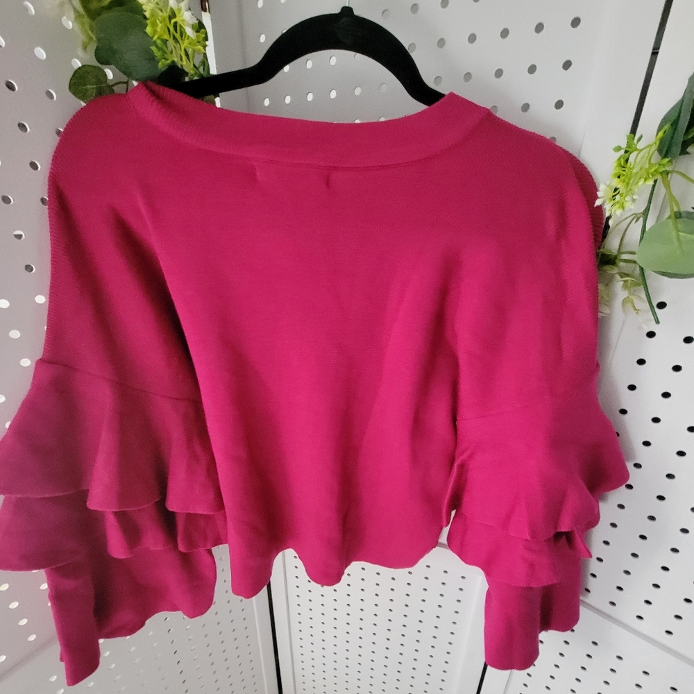 NWT ELODIE Tight knit ruffle sleeve sweater thick knit. - Picture 10 of 10